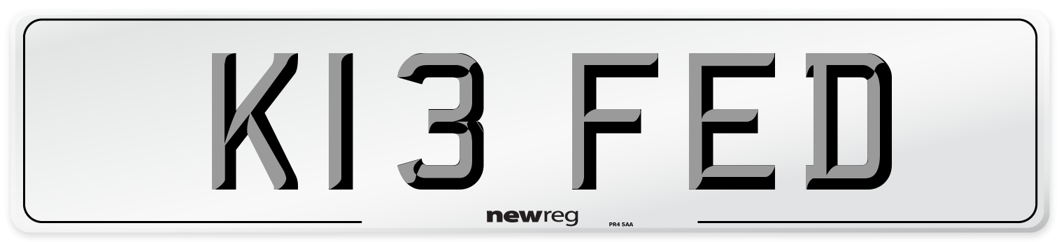 K13 FED Number Plate from New Reg